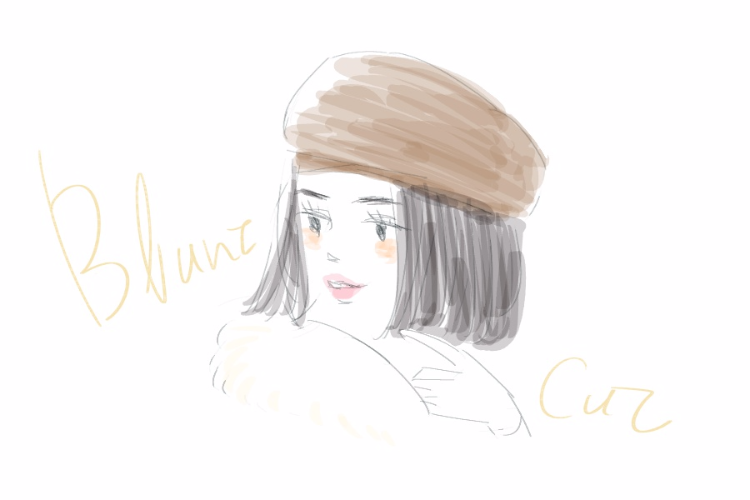 ベレー帽 × ブラントカット