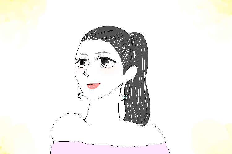 ひっつめポニーテール&薄眉のすっぴんメイク