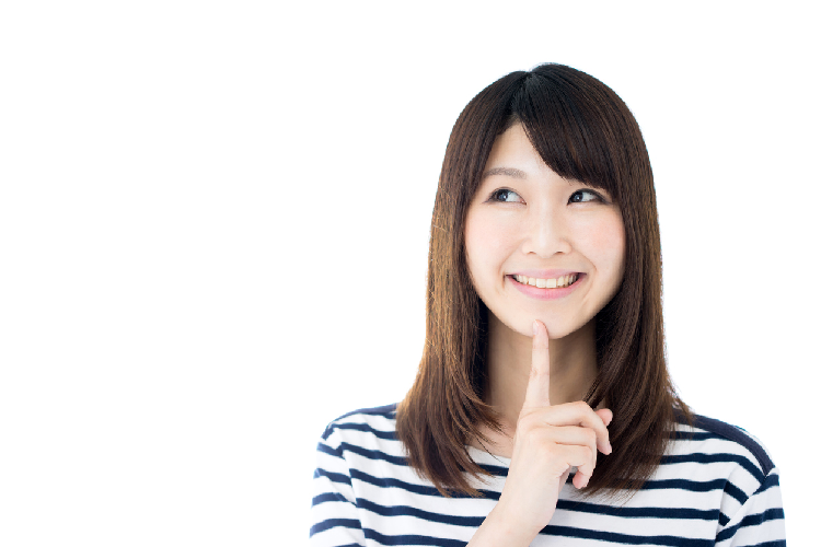 考えるポーズをする女性