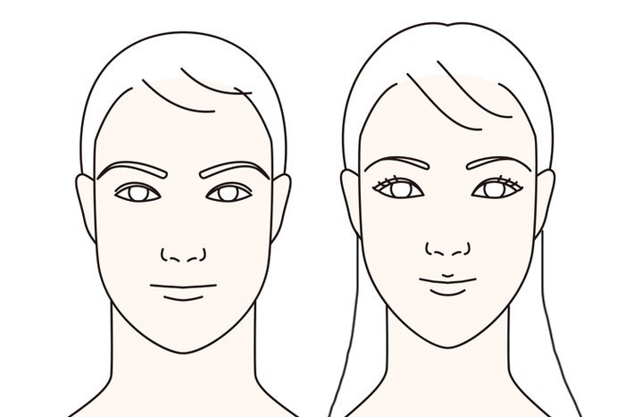 輪郭が面長の男女のイメージイラスト