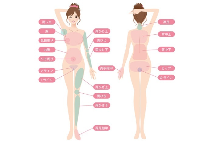 女性の脱毛パーツのイメージ画像